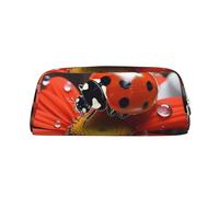 DWVTSLH Astuccio portamatite con margherita coccinella astuccio grande capacità in pelle borsa cosmetica da ufficio organizer da scrivania portamonete portatile con cerniera borsa da toilette per