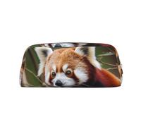 DWVTSLH Astuccio portamatite grande capacità con panda rosso su ramo di albero, astuccio in pelle per cosmetici, organizer da scrivania per ufficio, portamonete, portatile, con cerniera, per viaggi
