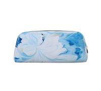 DWVTSLH blu e bianco Astuccio per matite di grande capacità astuccio in pelle borsa cosmetica da ufficio organizer da scrivania portamonete portatile con cerniera borsa da toilette per viaggi