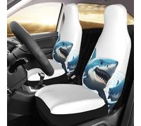 DWVTSLH Blue Shark - Coprisedili anteriori per auto, traspiranti, lavabili, impermeabili, antiscivolo, per auto, camion, SUV, 2 pezzi