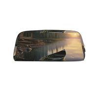 DWVTSLH Canoe by the water, astuccio per matite di grande capacità, in pelle, per cosmetici, ufficio, scrivania, portamonete, portatile, con cerniera, per viaggi all'aperto, Oro, One Size