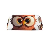 DWVTSLH cartone animato gufo astuccio matita grande capacità astuccio in pelle borsa cosmetica ufficio scrivania organizzatore portamonete portatile cerniera borsa da toilette per viaggi all'aperto