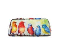 DWVTSLH Cinque uccelli che cantano astuccio portamatite grande capacità astuccio in pelle borsa cosmetica ufficio scrivania organizer portamonete portatile cerniera borsa da toilette per viaggi
