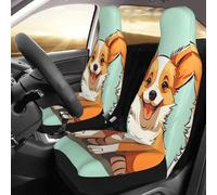 DWVTSLH Corgi, 2 coprisedili anteriori per auto, traspiranti, lavabili, antiscivolo, impermeabili, per auto, camion, SUV, sedili anteriori