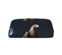 DWVTSLH Eagle under the stars Astuccio portamatite di grande capacità in pelle borsa cosmetica da ufficio organizer da scrivania portamonete portatile con cerniera borsa da toilette per viaggi