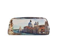 DWVTSLH Grand Canal in Italy Astuccio portamatite di grande capacità in pelle borsa cosmetica da ufficio organizer da scrivania portamonete portatile con cerniera borsa da toilette per viaggi