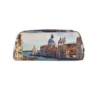 DWVTSLH Grand Canal in Italy Astuccio portamatite di grande capacità in pelle borsa cosmetica da ufficio organizer da scrivania portamonete portatile con cerniera borsa da toilette per viaggi