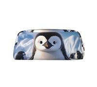 DWVTSLH Grazioso astuccio a forma di pinguino di grande capacità, in pelle, per cosmetici, ufficio, scrivania, portamonete, portatile, con cerniera, per viaggi all'aperto, Oro, One Size