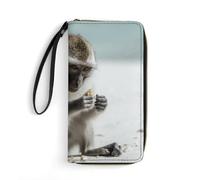 DWVTSLH Monkey on the Ground - Portafogli lunghi in pelle con cerniera, per uomini e donne, porta carte di credito con cavo, essenziale per viaggi, ufficio e shopping