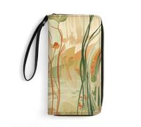 DWVTSLH Orange Line Art - Portafogli lunghi in pelle con cerniera, per uomini e donne, porta carte di credito con cavo, essenziali per viaggi, ufficio e shopping