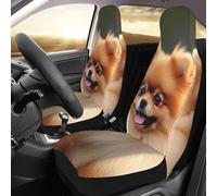 DWVTSLH Pomeranian - Coprisedili anteriori per auto, traspiranti, lavabili, impermeabili, antiscivolo, per auto, camion, SUV, 2 pezzi