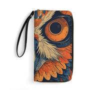 DWVTSLH Portafogli lunghi in pelle con stampa gufo retrò colorato con cerniera, per uomini e donne, porta carte di credito con cavo, essenziale per viaggi, ufficio e shopping