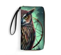 DWVTSLH Portafogli stampati con gufo portafogli lunghi in pelle per uomini e donne porta carte di credito con cavo, essenziali per viaggi, ufficio e shopping