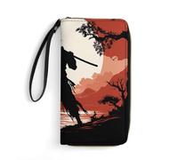 DWVTSLH Samurai - Portafogli lunghi in pelle con cerniera, per uomini e donne, porta carte di credito con cavo, essenziale per viaggi, ufficio e shopping