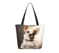 DWVTSLH Simpatica borsa a tracolla con chihuahua da donna, grande, con cerniera, borsa da viaggio con tasche, borsa per la spesa riutilizzabile, borsa da spiaggia estetica