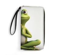 DWVTSLH The Funny Frog Doing Yoga - Portafogli lunghi in pelle con cerniera, per uomini e donne, porta carte di credito con cavo, essenziale per viaggi, ufficio e shopping