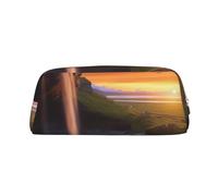 DWVTSLH Waterfall at Sunset Astuccio portamatite di grande capacità in pelle borsa cosmetica da ufficio organizer da scrivania portamonete portatile con cerniera borsa da toilette per viaggi