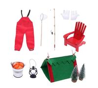 dwxnauixl Accessori per la pesca delle bambole Vestito da elfo natalizio Set di miniature magiche che arricchiscono le esperienze di gioco Canna da pesca