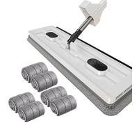 dwxnauixl Mop di disidratazione autonomo Secchio di lavaggio grande Mop in vetro per angoli allargato per pavimenti con pulizia a disidratazione, bianco+6 mocio