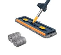 dwxnauixl Mop di disidratazione autonomo Secchio di lavaggio grande Mop in vetro per angoli allargato per pavimenti con pulizia a disidratazione, blu+2 mocio