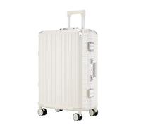 DWZXL Valigia Valigia trolley con telaio in alluminio, cassetta della password for il check-in da viaggio con ruota universale da 22 pollici di grande capacità e durevole Valigie(White)