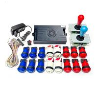 DX 9800 in 1, versione speciale, kit fai da te, fino a 4 giocatori, supporta giochi 3D, joystick, pulsanti, cablaggio, cavo (rosso blu)