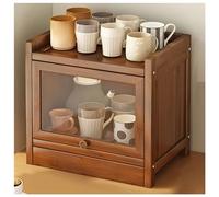 Dxcaicc Armadietto per stoviglie da appoggio da Cucina, Contenitore per Pane in Legno di Grande capacità con Porta in Vetro, Organizzatore per Fattoria in Legno,1layer,40cm/15.7in
