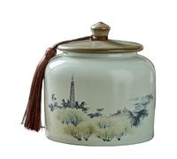 Dxcaicc Barattolo da tè Ermetico in Ceramica-Barattolo d'Arte Tradizionale Cinese con capacità 800 Ml | Dipinto A Mano, Barattolo Decorativo per La Cucina,L