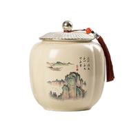 Dxcaicc Barattolo d'Arte Tradizionale Cinese-Contenitore in Ceramica Dipinta A Mano da 800 Ml con Coperchio Ermetico | Contenitore per Il tè per Matcha, caffè, Zucchero E Spezie,F