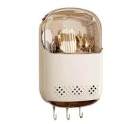 Dxcaicc Organizer da Parete per Utensili da Cucina, Nessun Trapano Necessario, Porta Bacchette E Cucchiai con Fori di Drenaggio E Coperchio Trasparente,Beige