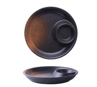 Dxcaicc Piatti per Patatine Fritte, Piatto per Sushi in Ceramica con Scomparto per Salse, Piatti da Portata per Snack per Antipasti, Piatti per Salse, Gnocchi, Snack, Salsa, Patatine Fritte,C,Round