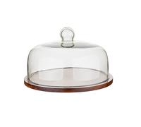 Dxcaicc Piatto per Torta con Coperchio, Piatto per Torta in Legno con Cupola, Piatto per Torta in Legno di Acacia Naturale con Cupola, Display Dessert per Festa,31cm