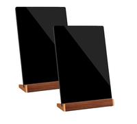 Dxcaicc Porta Insegne in Acrilico Nero, Confezione da 2 Portacartelli Trasparenti A Forma di L, Espositore per Menu da Tavolo per Ristorante da Tavolo, Hotel,A6