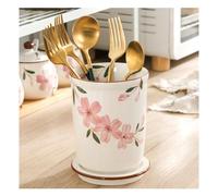 Dxcaicc Portautensile di Grande capacità per Il Bancone della Cucina, Portautensili da Cucina in Ceramica, Portabastoncini con Vassoio di Scarico Multiplo