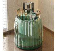 Dxcaicc Portautensili da Cucina di Grande capacità con Rotazione a 360°, portautensili da Piano di Lavoro, Supporto scolapiatti per forchetta, portautensili in plastica con divisore Rimovibile,Verde