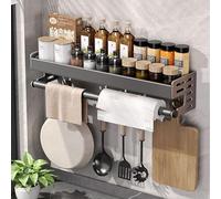 Dxcaicc Portautensili da Parete, Scaffale Multifunzionale per Spezie con Ganci, Scaffale da Parete per Appendere la Cucina per Spatola, Cucchiaio, Coltello,50cm/19.6in
