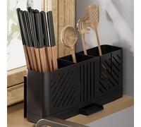 Dxcaicc Portautensili da Piano di Lavoro, Organizzatore per Cucina con Ganci, Scolaposate per Posate, Scatola per Cucchiai per Posate, Portaoggetti per Cucina Sala da Pranzo,Nero,A