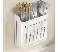 Dxcaicc Portautensili per Montaggio a Parete,Organizzatore da Appendere con Ganci,Porta Bacchette per Coltelli,Portaposate Portaposate,per Forchette,Cucchiai,Bianca,A