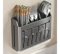 Dxcaicc Portautensili per Montaggio a Parete,Organizzatore da Appendere con Ganci,Porta Bacchette per Coltelli,Portaposate Portaposate,per Forchette,Cucchiai,Nero,B