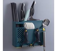 Dxcaicc Portautensili per Montaggio a Parete, Scola-Coltelli, Bacchette, Organizer da Appendere con Ganci, Portaposate, Portaposate, per Forchette, Cucchiai,Verde