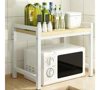 Dxcaicc Ripiano per Forno a Microonde, Supporto per Microonde in Legno a 2 Livelli per Piano di Lavoro, Organizzazione del Bancone della Cucina per Utensili, Condimenti, Stoviglie,C