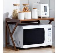 Dxcaicc Scaffale per Forno a microonde in Legno a 2 Livelli, Organizer per tostapane da Cucina, Supporto da appoggio per spezie, ripiano per microonde ad Alta capacità per casa,B