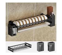 Dxcaicc Stendino per Piatti a Parete, Porta Bacchette da Cucina in Acciaio Inossidabile Appeso, Ripiano per Stoviglie con 2 Porta Bacchette per Ciotola, Piatto,B