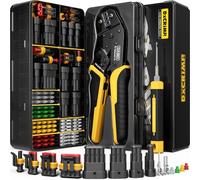DxCRIMP Kit Crimpatura Auto con Connettori Impermeabili 2.8mm 1,2,3,4 Poli - Pinza a Cricchetto per Terminali 24-14 AWG (0.2-2.5mm²), Include Estrattori e Set Connettori