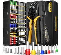 DxCRIMP Set di Pinze Puntalini - Pinza Crimpatrice Capicorda - con 18 tipi di Puntalini isolati e non isolati,Connettori Elettrici 0,25-10mm² Pinza Puntalini,Pressatrice Multistrato,Pinza Elettricista