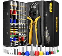 DxCRIMP Set di Pinze Puntalini, Pinza Crimpatrice Capicorda, con 22 tipi di Puntalini isolati, non isolati e bi-wire, Connettori Elettrici 0,25-6 mm² Pinza Puntalini Esagonale, Pressatrice Multistrato