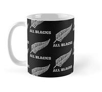 Dxcvbrds All Black Feather - Tazza da caffè della Nuova Zelanda, 325 ml, regalo per gli appassionati di rugby, festa della mamma, festa del papà, anniversari, compleanni