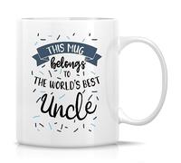 Dxcvbrds Divertente tazza da tè e caffè in ceramica con scritta "World's Best Uncle" (lingua italiana non garantita), con scritta in lingua inglese "World's Best Uncle" (lingua italiana non garantita)