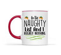Dxcvbrds Divertente tazza natalizia con scritta "On The Naughty List and I Regret Nothing", tazza decorativa natalizia da 325 ml, tazza da caffè divertente da figlia, moglie e figlio CMS265
