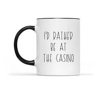 Dxcvbrds Tazza con scritta "I d Rather Be at The Casino", regalo per casinò, regalo per giocatori di casinò, tazza da caffè per giocatori di casinò, regalo per amanti del poker, tazza da gioco